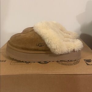 UGG Tan and Cream Shearling Slippers for kids